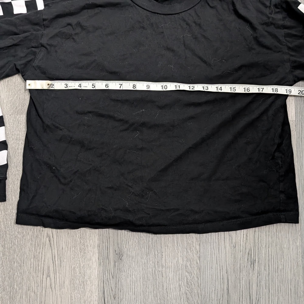 Forever 21 Checkerboard Long Sleeve Crop Top Small Emo Scene Y2K - Picture 6 of 9